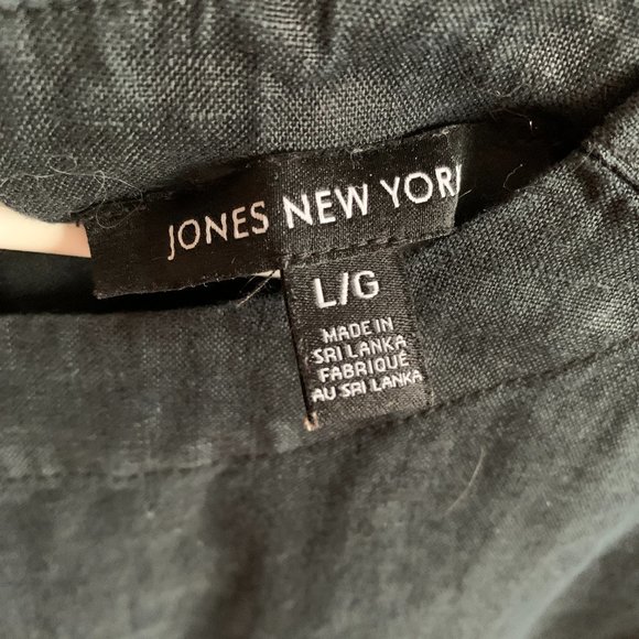 Jones New York Linen short sleeve black shirt, L - Picture 2 of 6